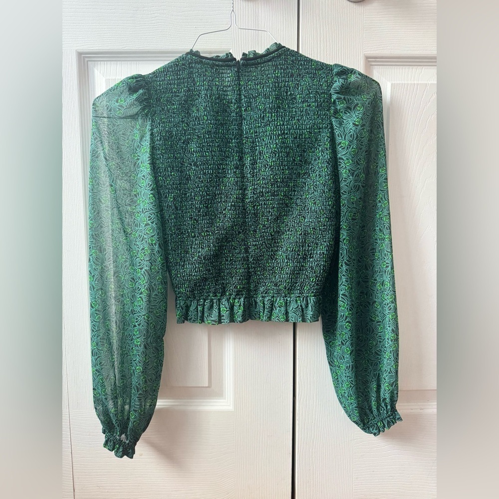 ARITZIA WILFRED emerald green long sleeve zip up blouse (XXS) - Picture 2 of 5